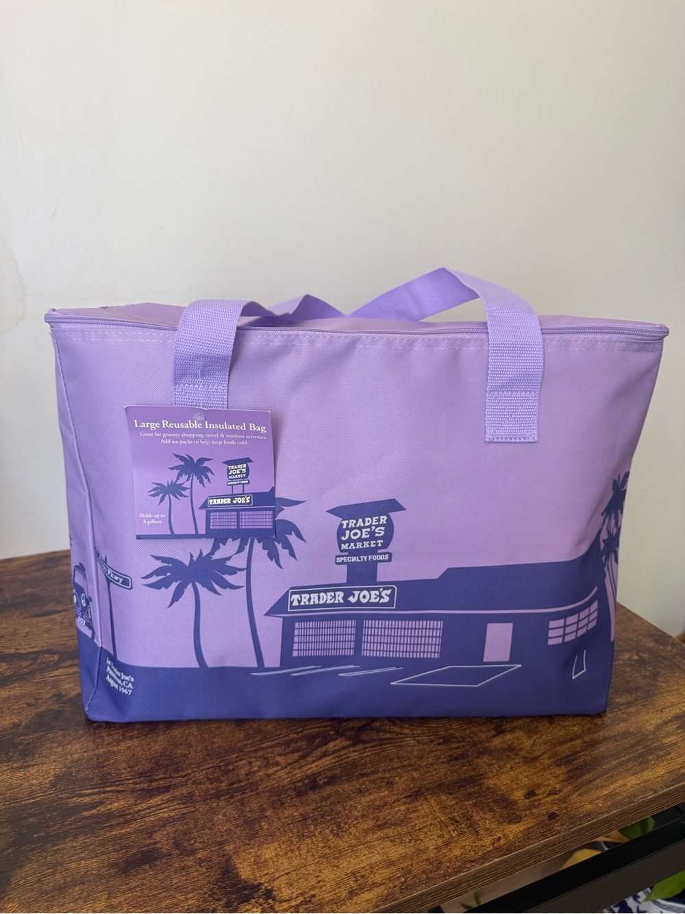 Authentic Large Trader Joe's Purple  Insulated Tote Bag